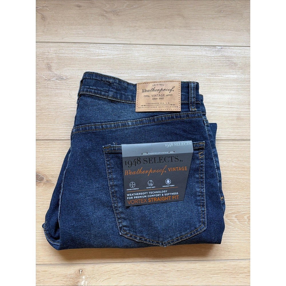 Weatherproof Vintage 1948 Men's Straight Fit Dark Denim Jeans 34(38)x30 $98 READ